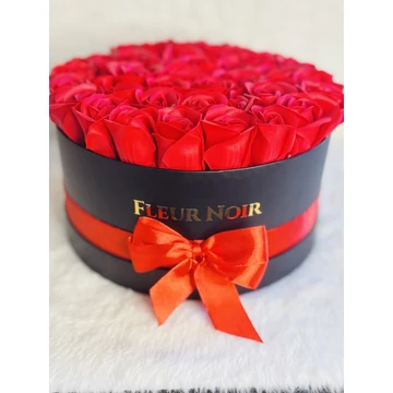 #130# FLEUR NOIR BOX - PIROS SZAPPAN RÓZSÁBÓL - ILLATOS FEKETE DOBOZBAN EXTRA NAGY