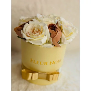 #143# FLEUR NOIR BOX - Selyem virágból ekrü dobozban