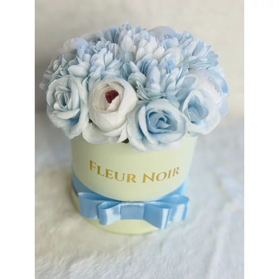 #133# FLEUR NOIR BOX - Selyem virágból kék