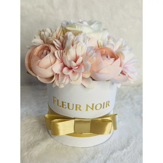 #138# FLEUR NOIR BOX - Selyem virágból ekrü dobozban
