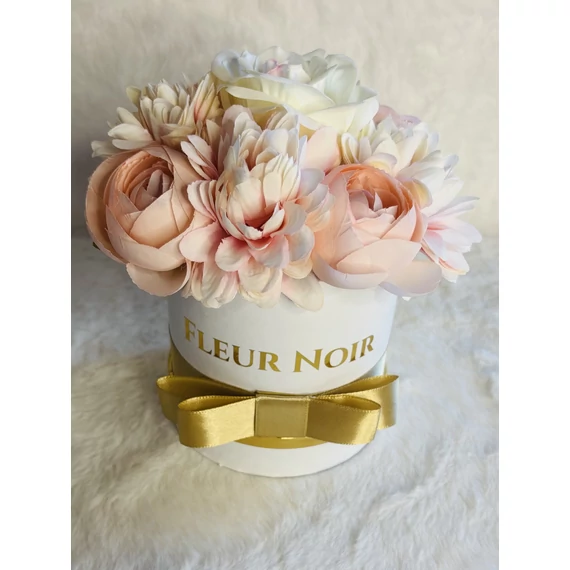 #138# FLEUR NOIR BOX - Selyem virágból ekrü dobozban