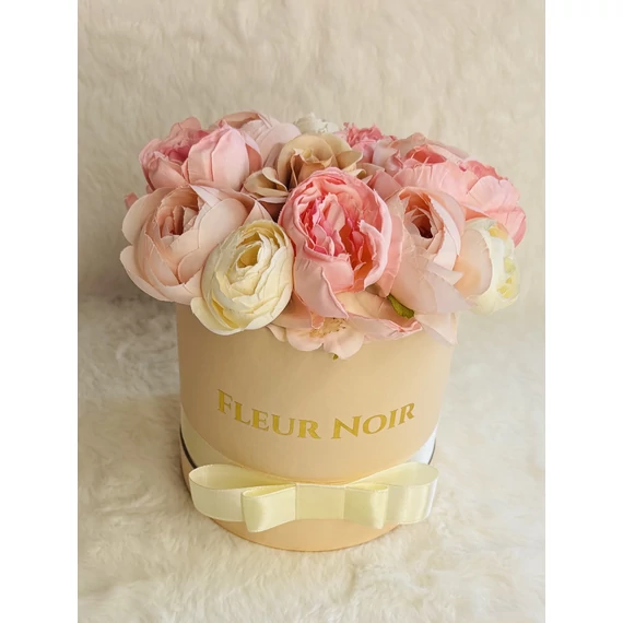 #139# FLEUR NOIR BOX - Selyem virágból rózsaszín 