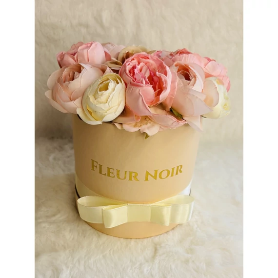 #139# FLEUR NOIR BOX - Selyem virágból rózsaszín 