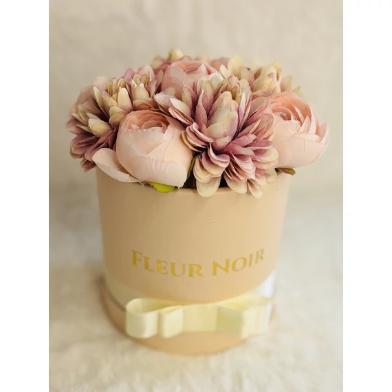 #141# FLEUR NOIR BOX - Selyem virágból púder színű dobozban