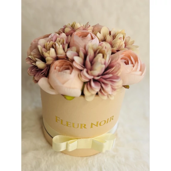 #141# FLEUR NOIR BOX - Selyem virágból púder színű dobozban